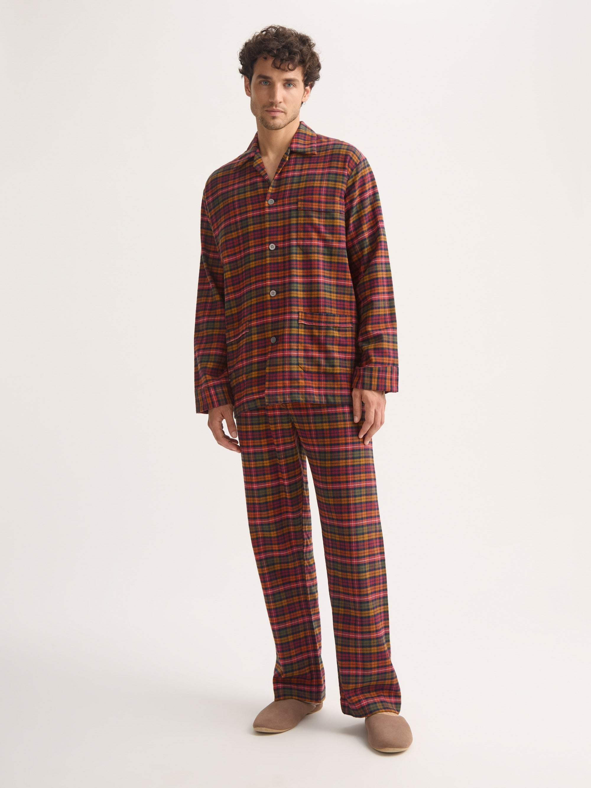 Men's Classic Fit Pajamas Kelburn Brushed Cotton Multicolor Check - 3