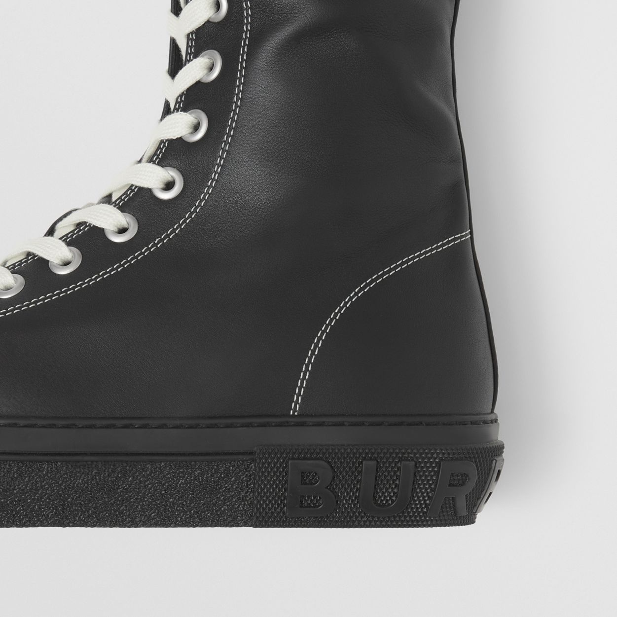 Topstitched Leather Knee-high Sneakers - 2
