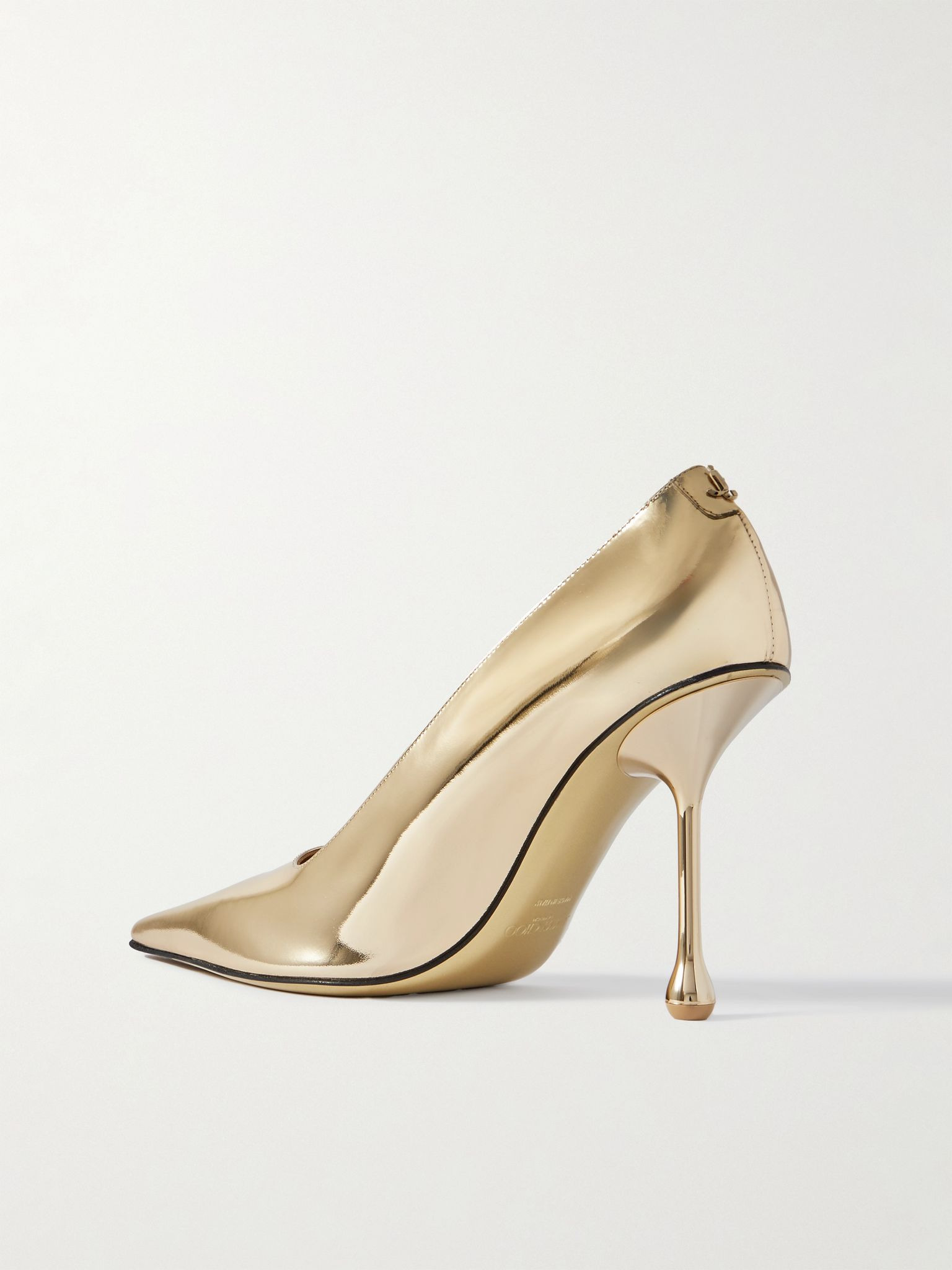 Ixia 95 mirrored-leather point-toe pumps Gold - 3
