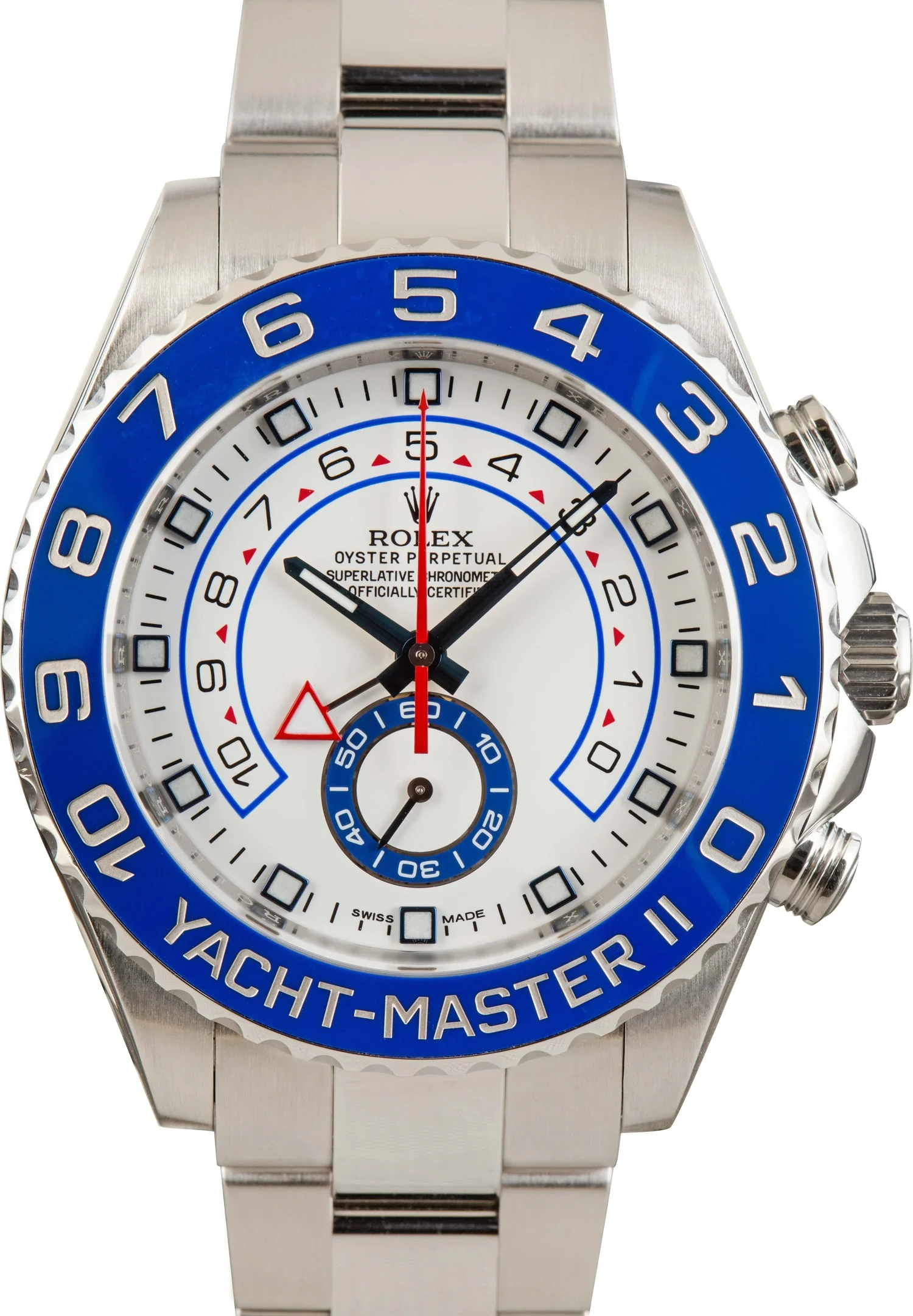 Pre-owned Rolex Yacht-Master II White Dial 116680 Blue Bezel - 1