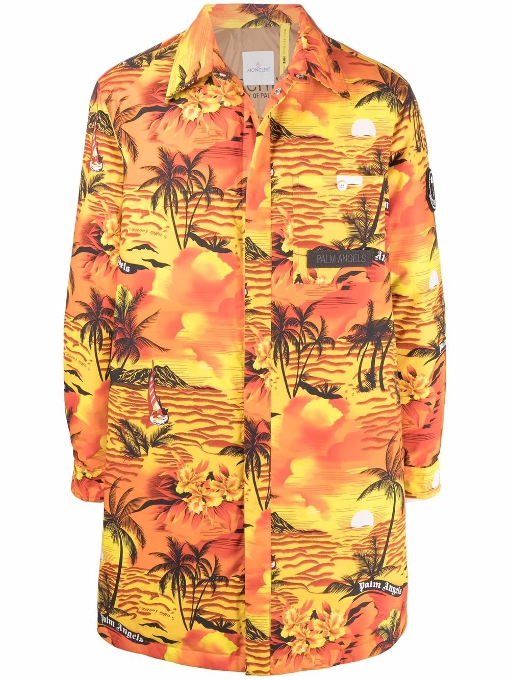 x Moncler tropical-print padded coat - 1