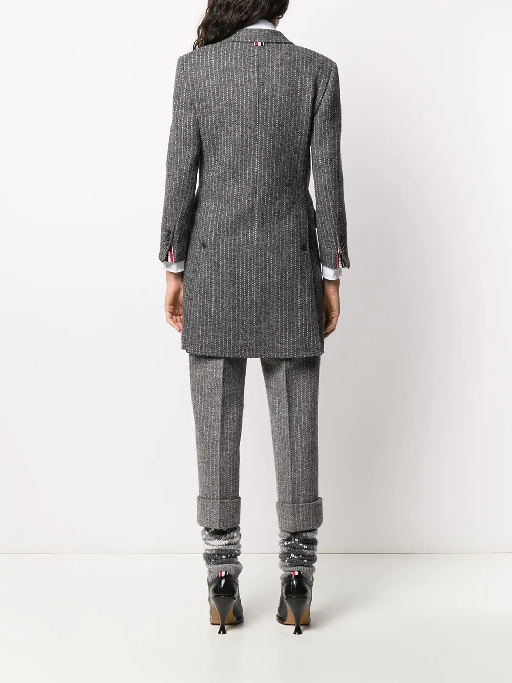 chalk-stripe tweed coat - 4