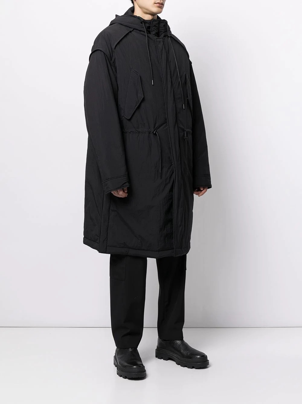 concealed midi parka coat - 3