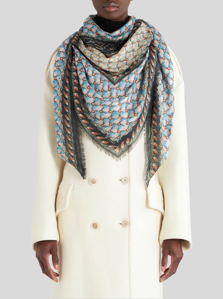 SHAWL WITH FLORAL PRINT AND EDGING - 2