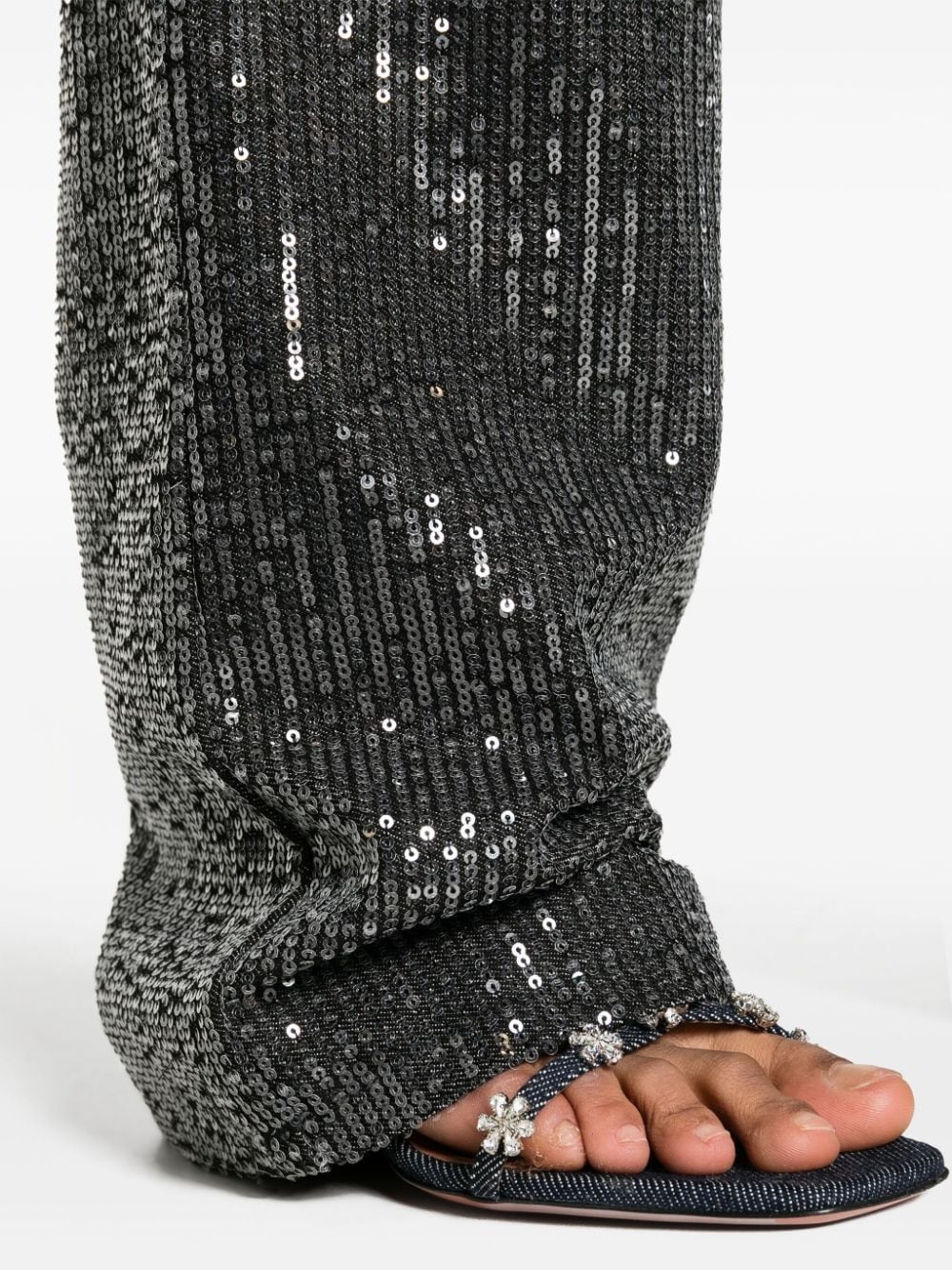high-waisted sequin-embellished jeans - 5