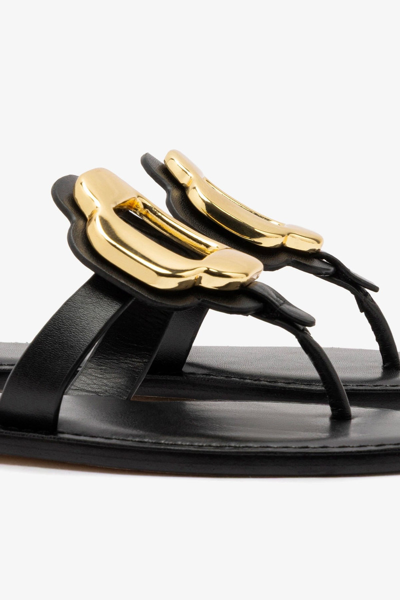 Margherita Thong Sandal In Black Leather 4