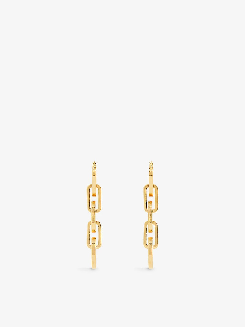 Brand-engraved chain brass drop earrings 3