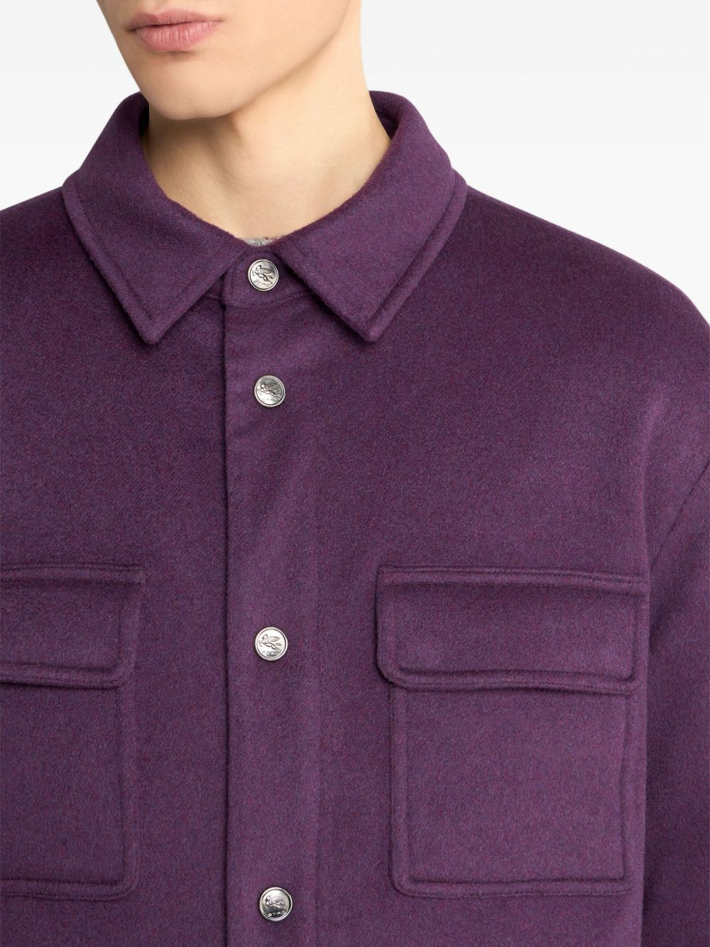 cashmere patch-pocket overshirt - 4