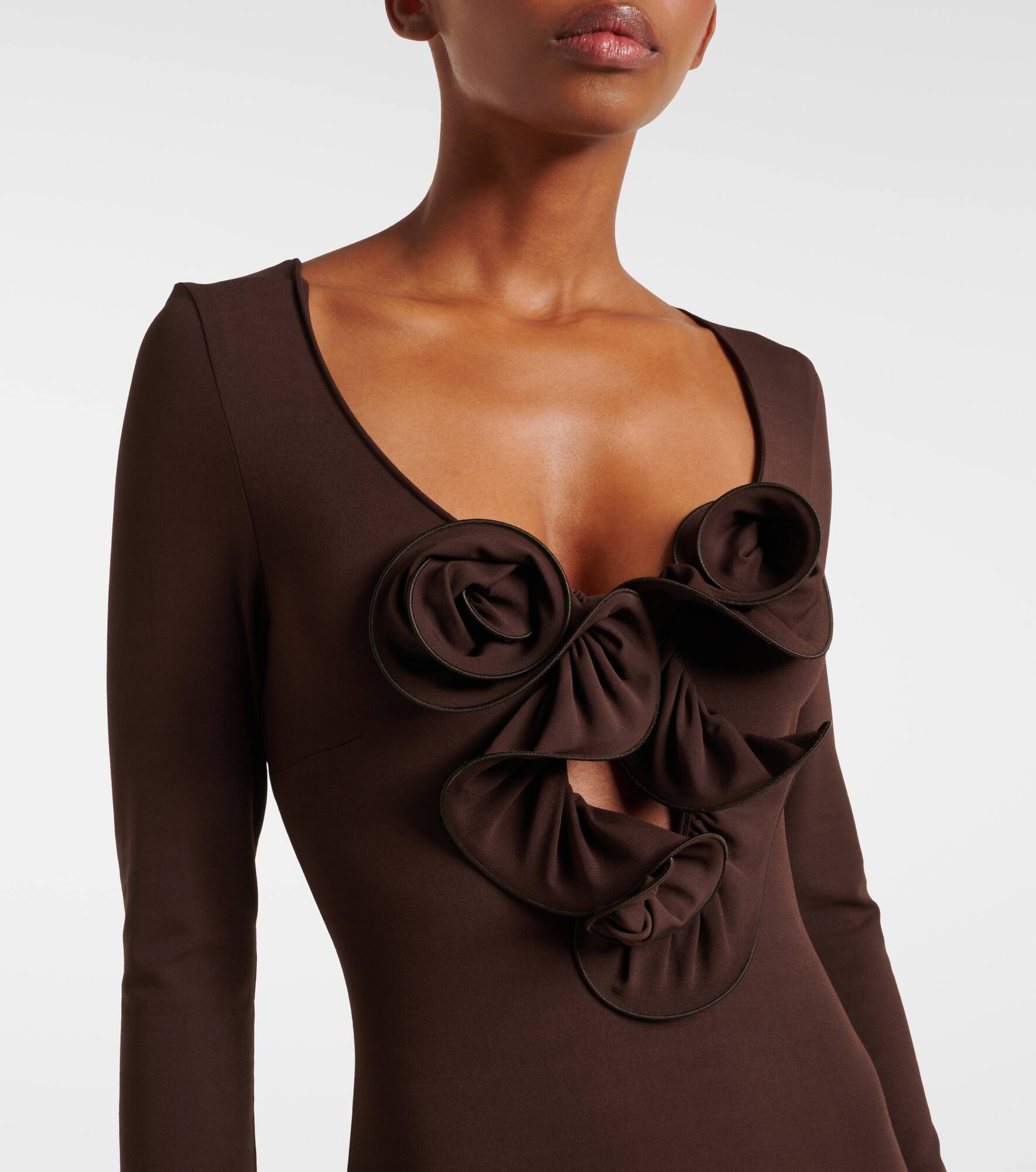 Floral-appliqué jersey maxi dress - 4