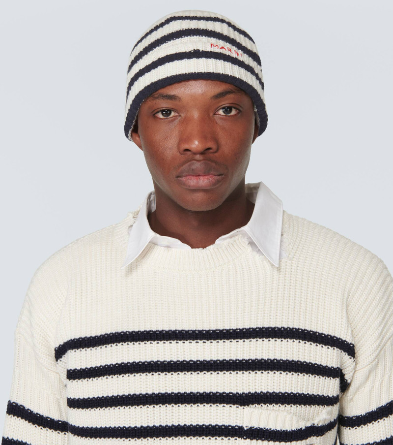 Marni Striped virgin wool beanie outlook