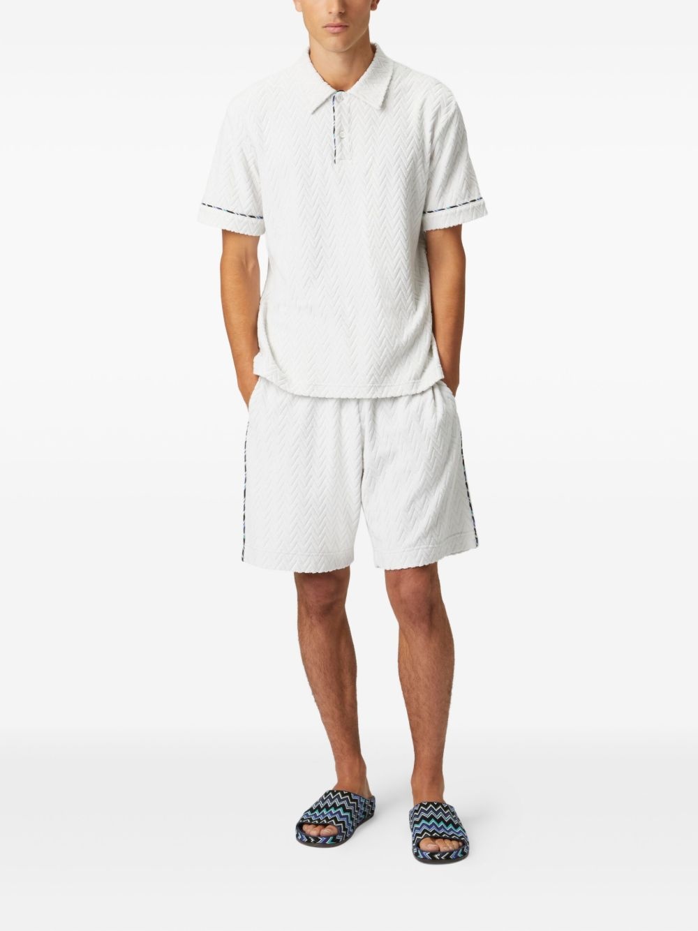 zigzag-woven polo shirt - 2