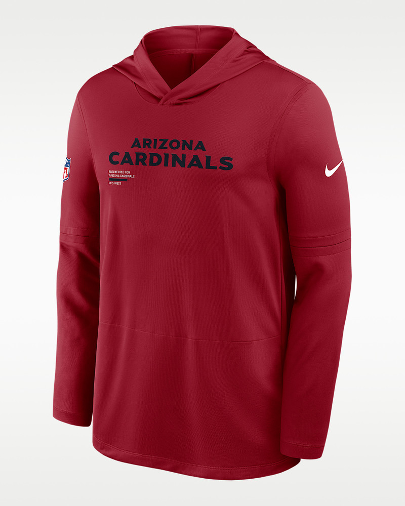 Arizona Cardinals Pure Fury Sideline Men's Nike Dri-FIT NFL Long-Sleeve Hooded Top 1