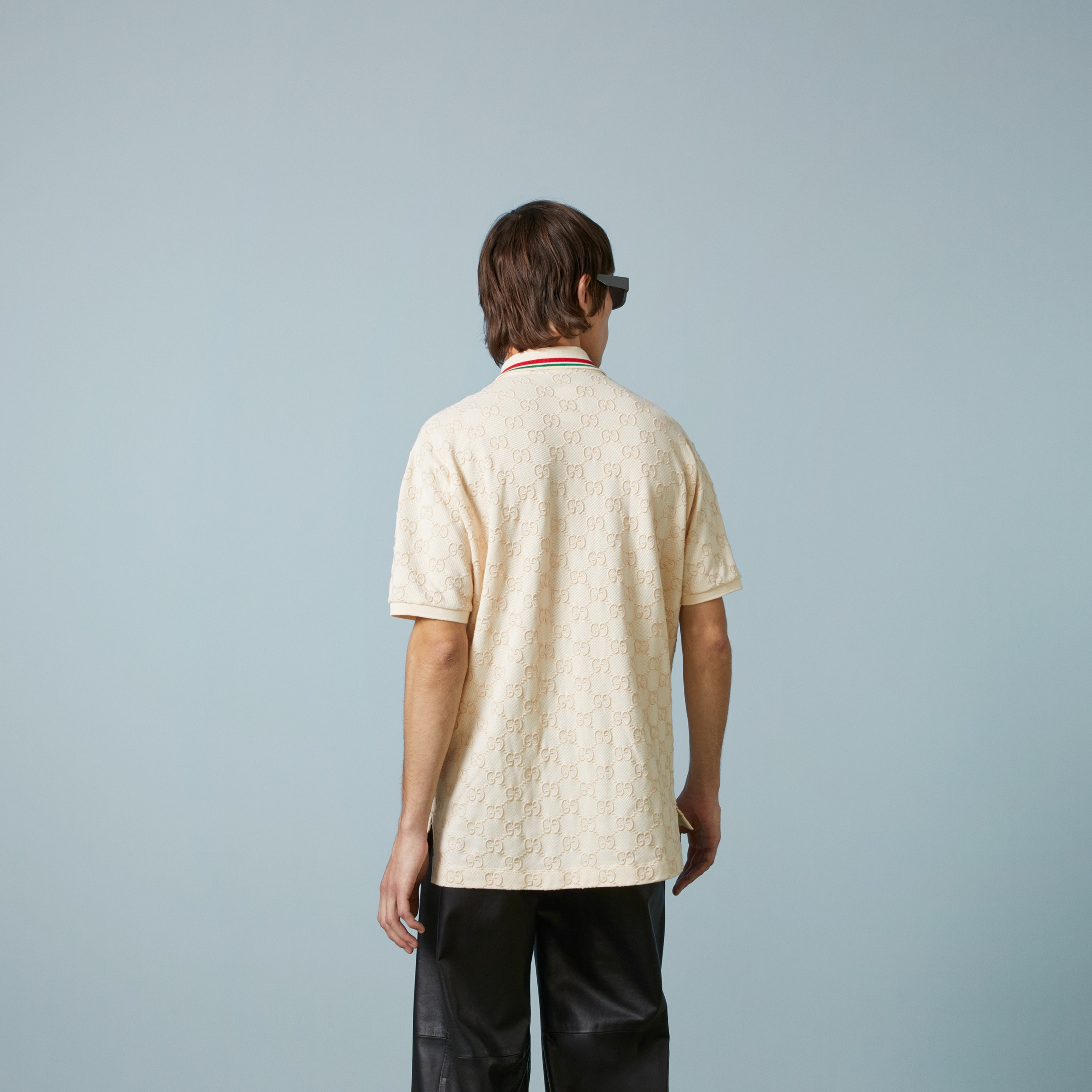 Cotton piquet polo with GG - 8