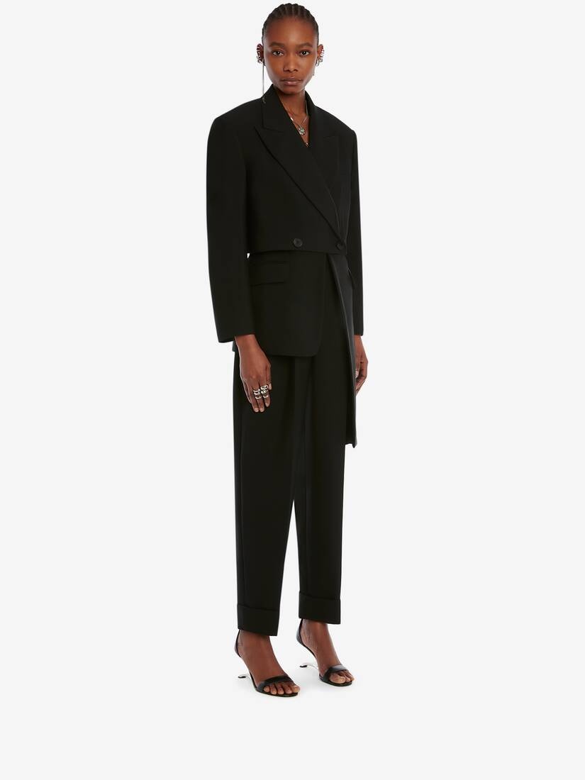 Drape Detail Trouser in Black - 3