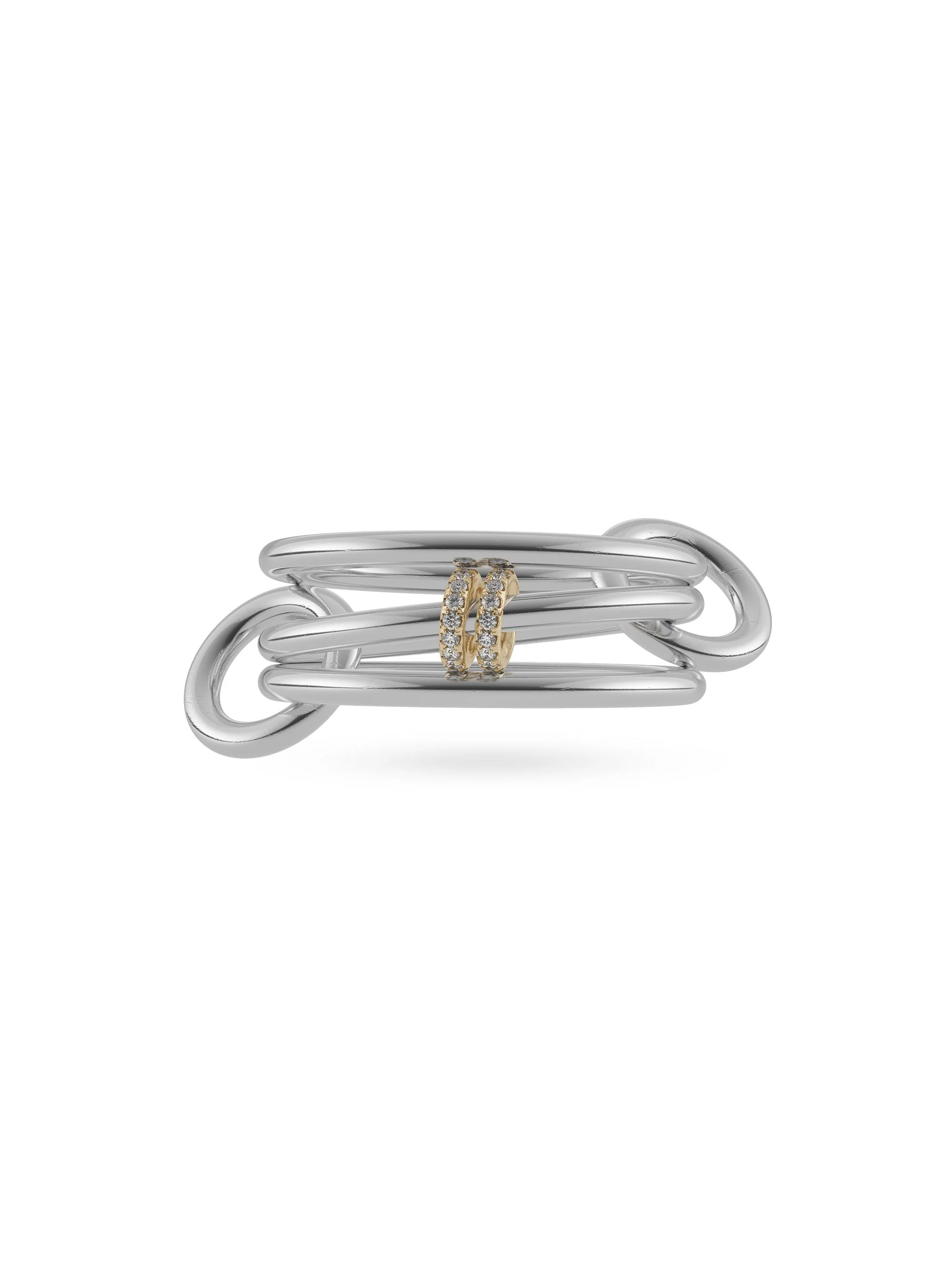 Women's Acacia Gris Sterling Silver, 18K Yellow Gold & 0.14 TCW Diamond Triple-Band Ring - Multi - 1