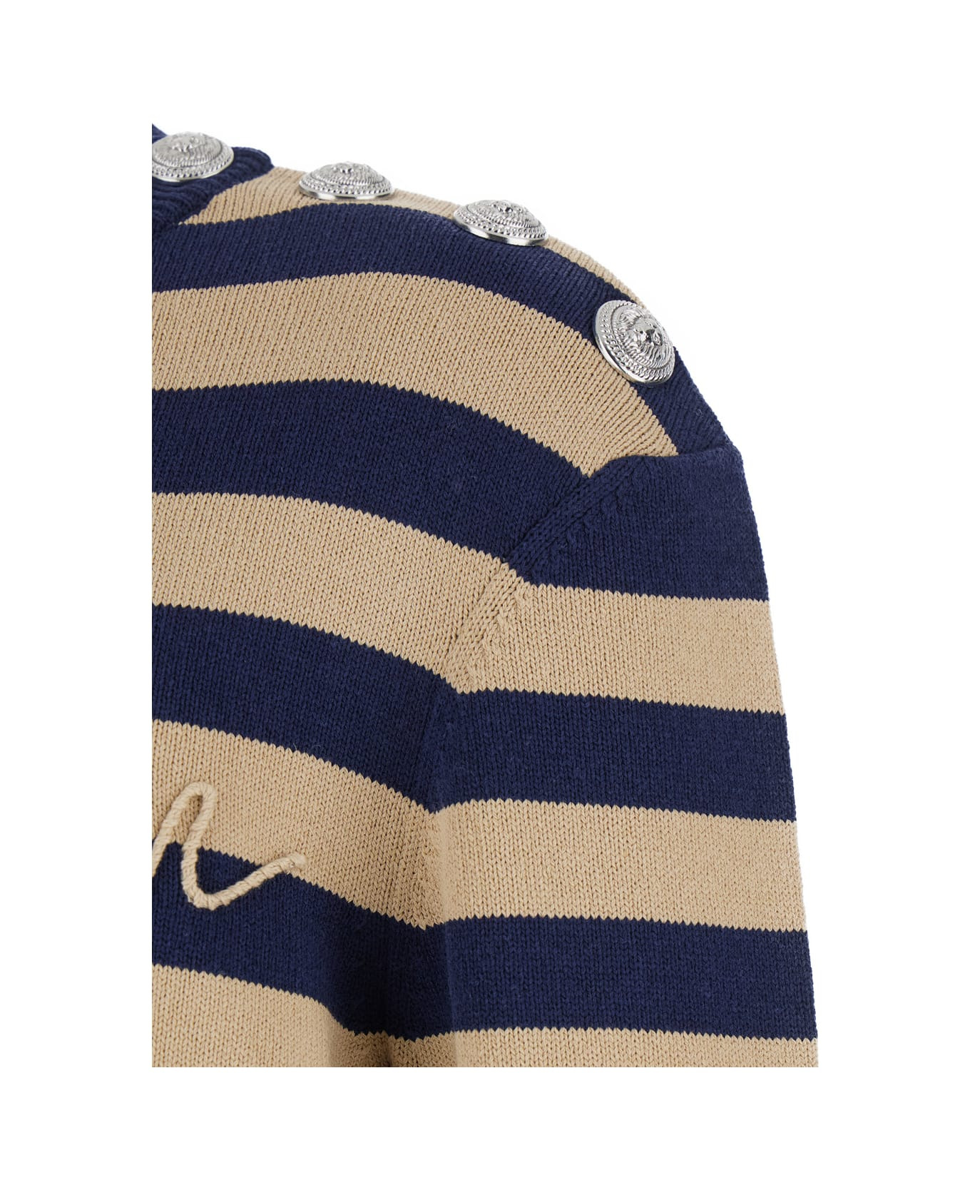 Emb Balmain Logo Mariniere Knit Sweater - 3