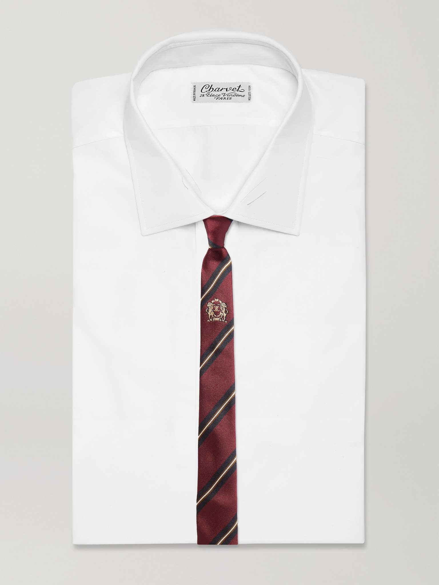 5.5cm Logo-Embroidered Striped Silk-Twill Tie - 2