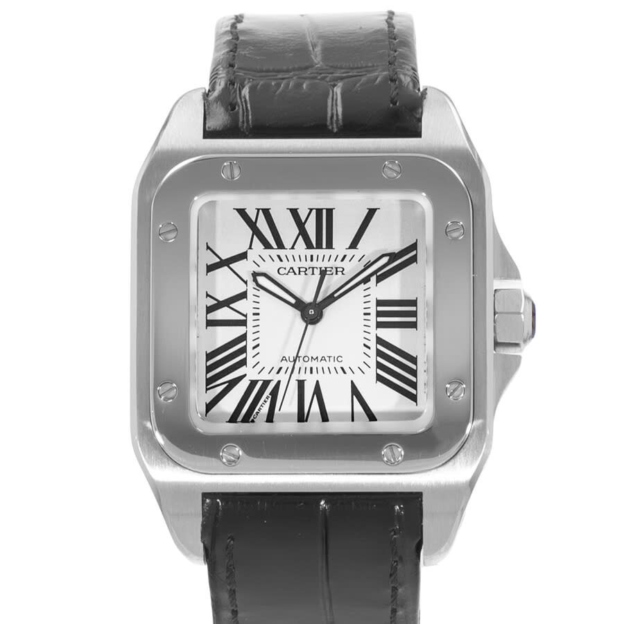 Pre-owned Cartier Santos 100 Automatic Silver Dial Men's Watch W20106X8 - 1