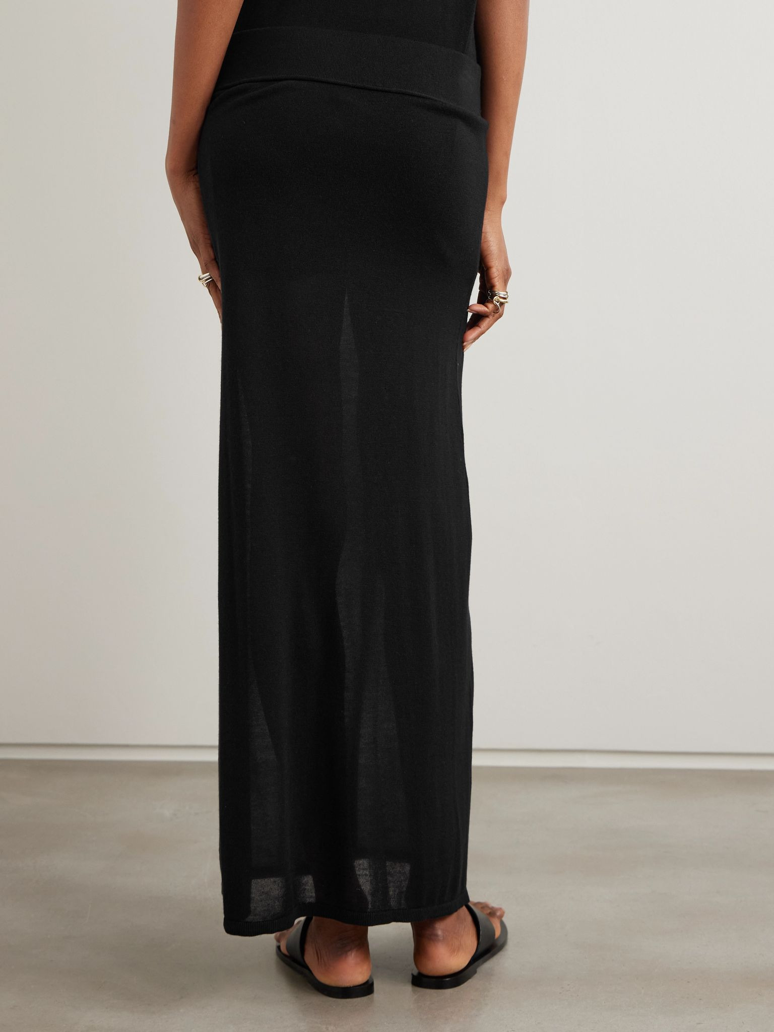 Lyocell and cashmere-blend maxi skirt Black - 4