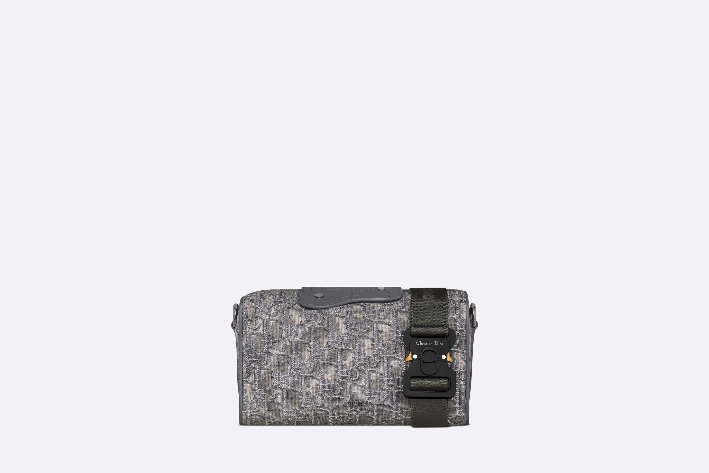 Christian Dior Scarab Calfskin Leather Crossbody Bag Grey