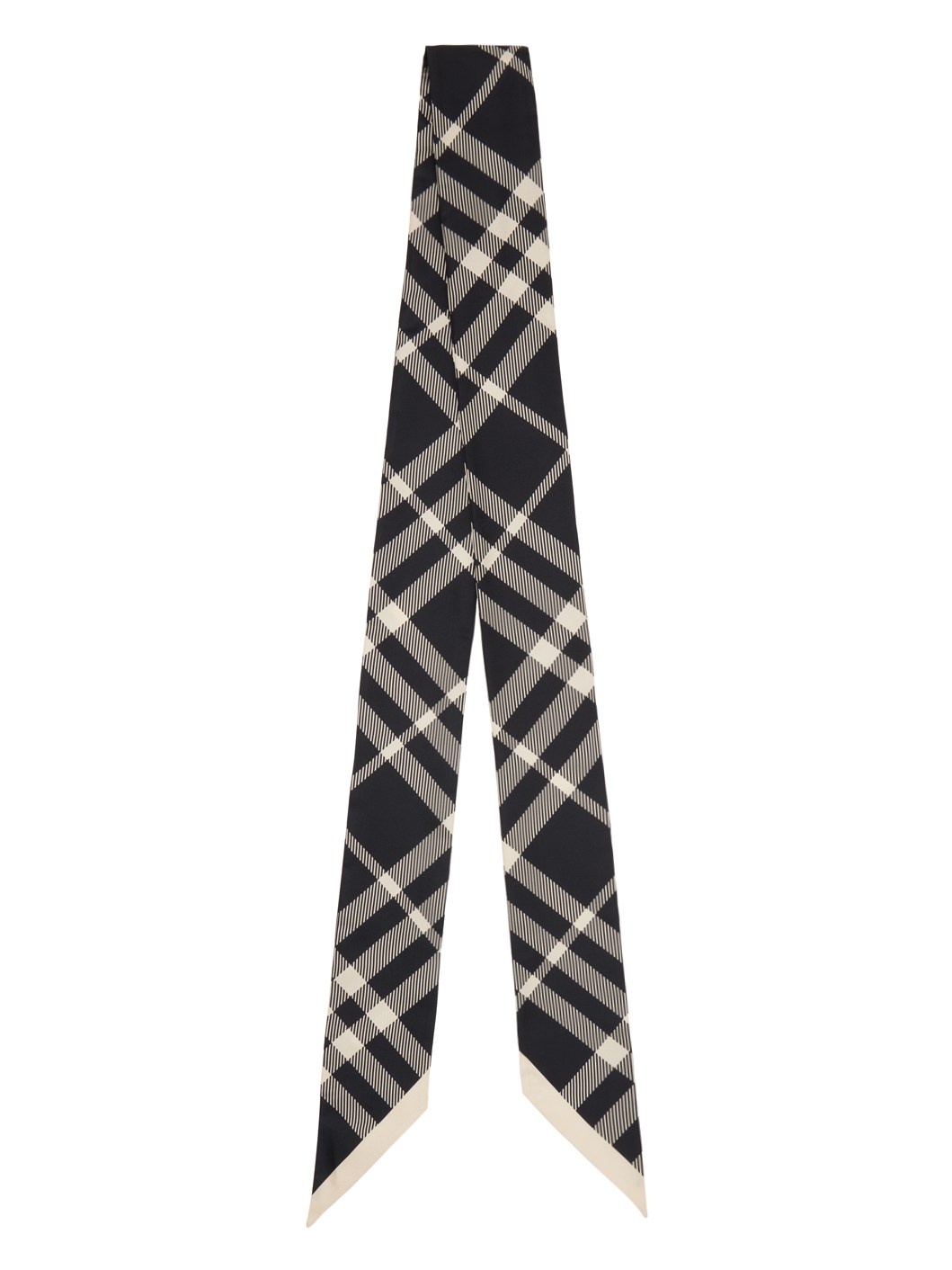 Black Skinny Check Silk Scarf - 1