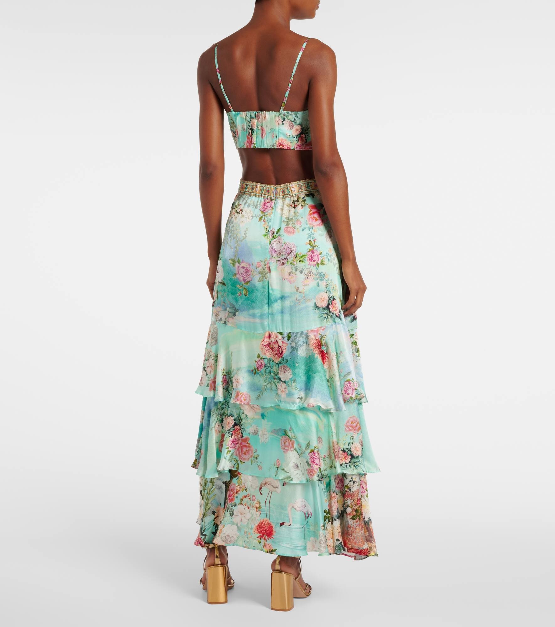 Ruffled tiered silk maxi skirt - 3