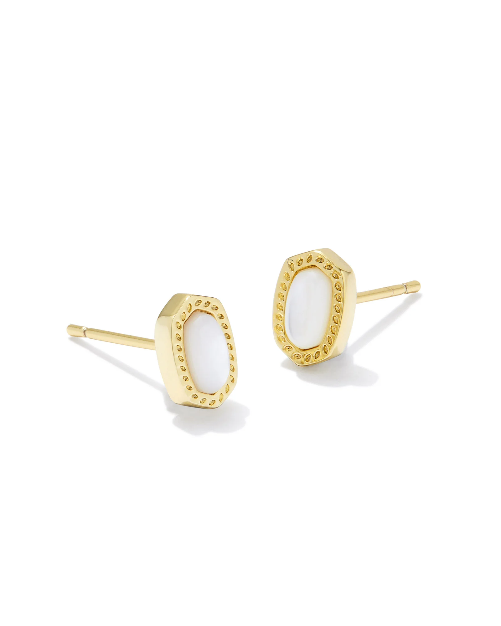 Mini Ellie Gold Stud Earrings in Ivory Mother-of-Pearl - 1