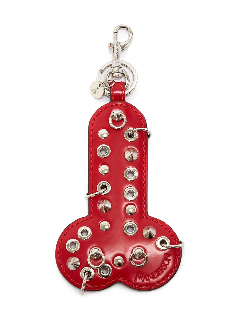 studded calf leather keyring - 1