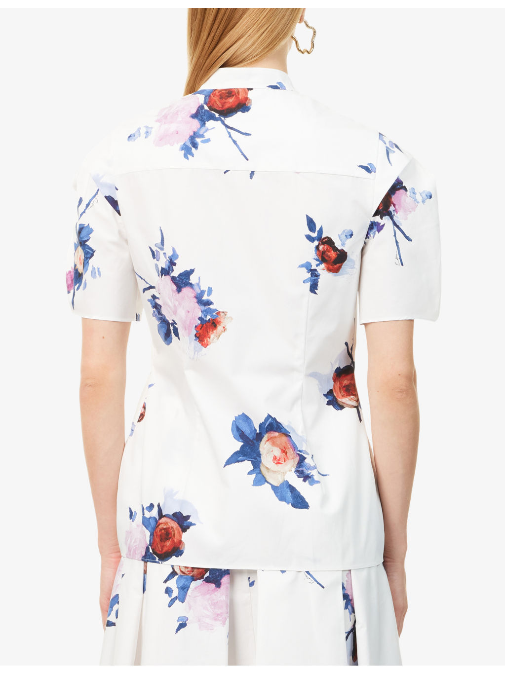 Floral-Print Short-Sleeve Cotton-Poplin Top - 4