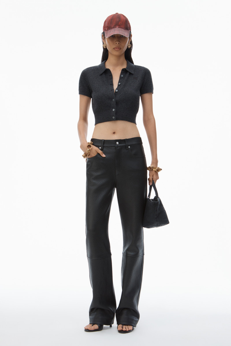 Alexander Wang Logo Embroidered Polo Cardigan in Wool outlook