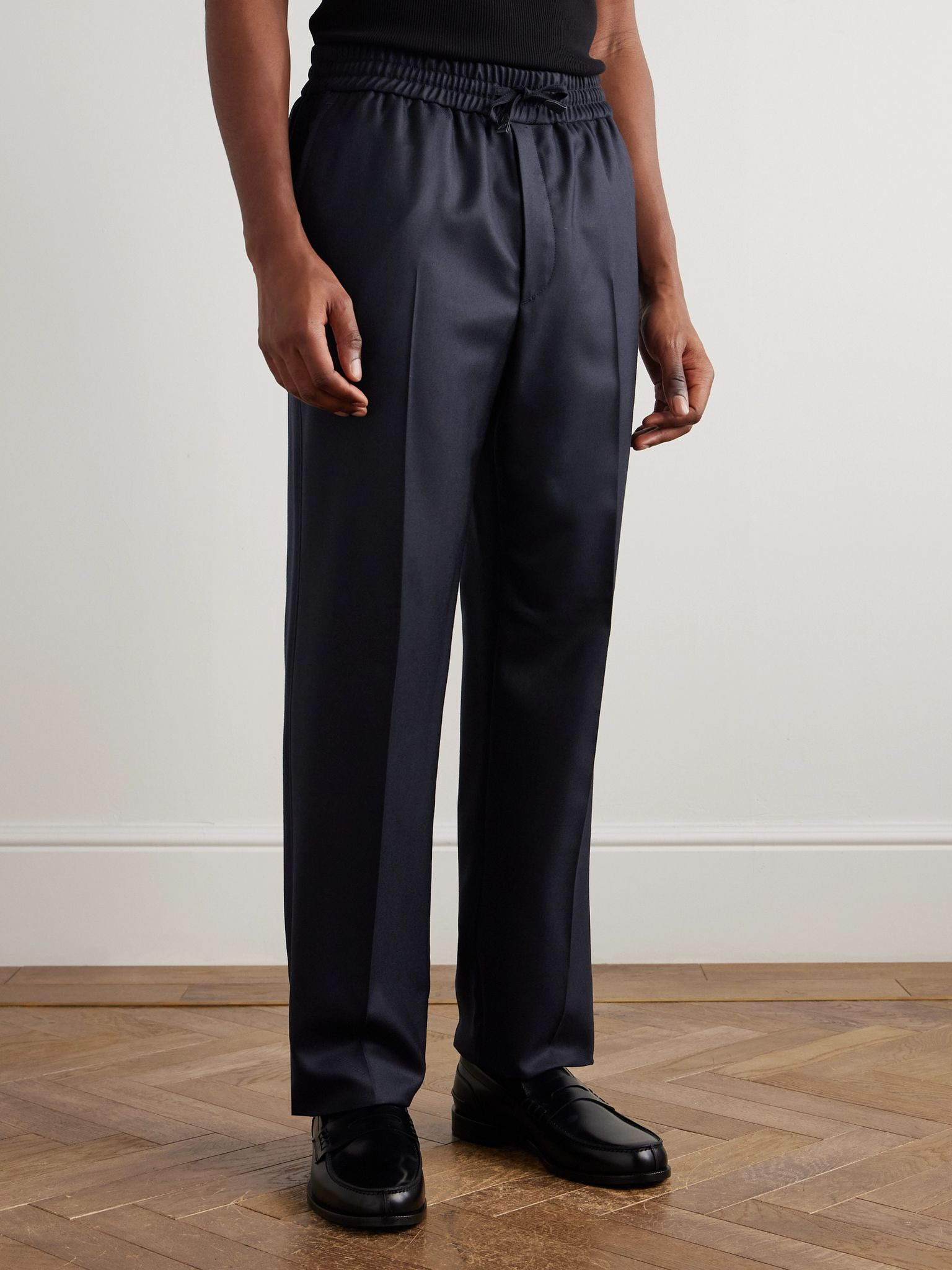 Asolo Straight-Leg Wool and Cashmere-Blend Twill Trousers Navy - 3