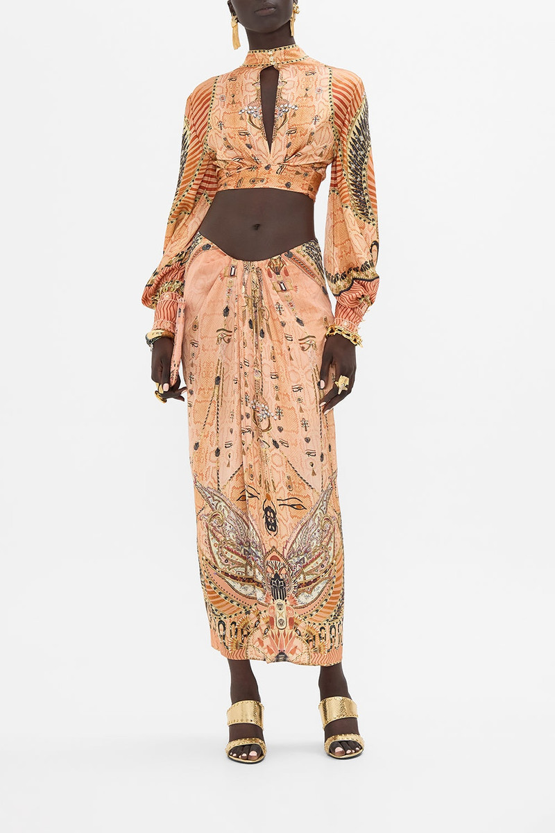 CAMILLA DRAPE FRONT SKIRT WITH SPLIT outlook