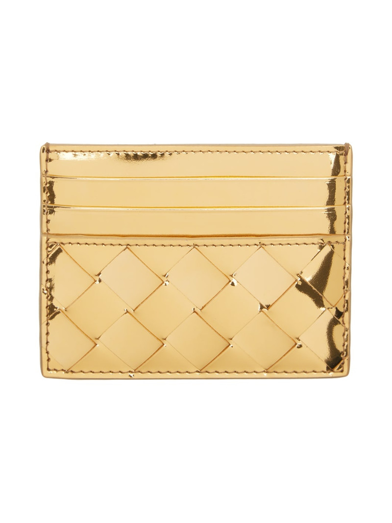 Bottega Veneta Gold Intrecciato Card Holder outlook
