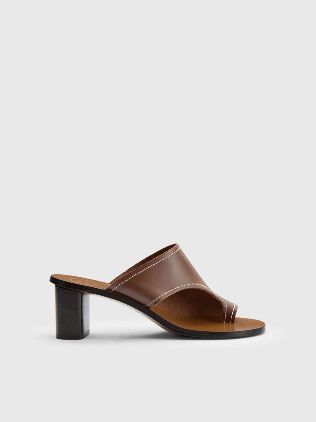Rosate Cannella/Contrast Stitch Leather Cutout heeled sandals - 1