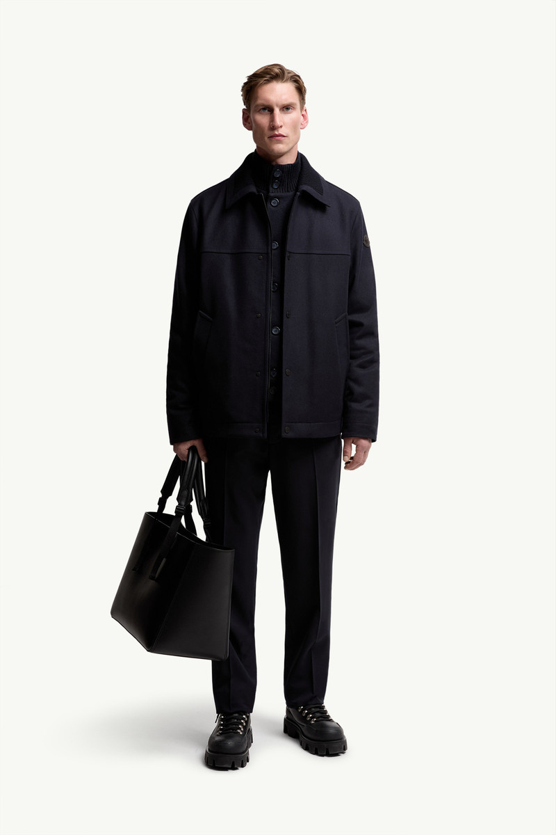 Moncler Emilion Wool Blend Hooded Short Down Jacket outlook