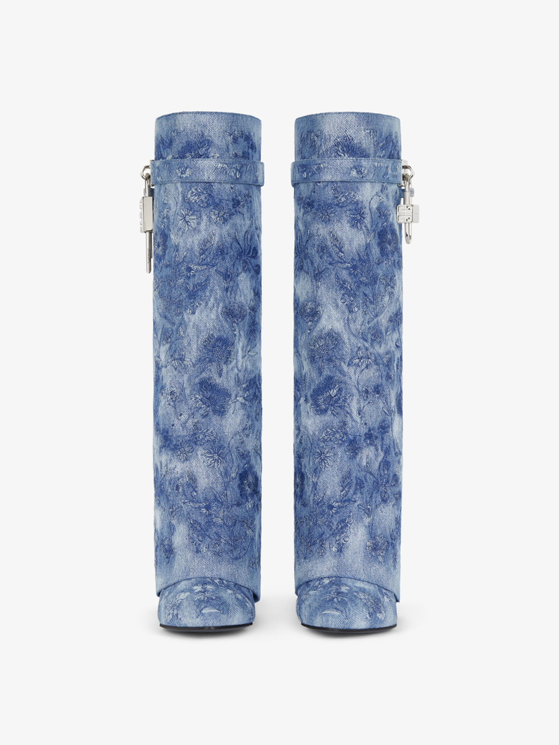 Givenchy SHARK LOCK BOOTS IN DENIM WITH FLORAL EMBROIDERY outlook