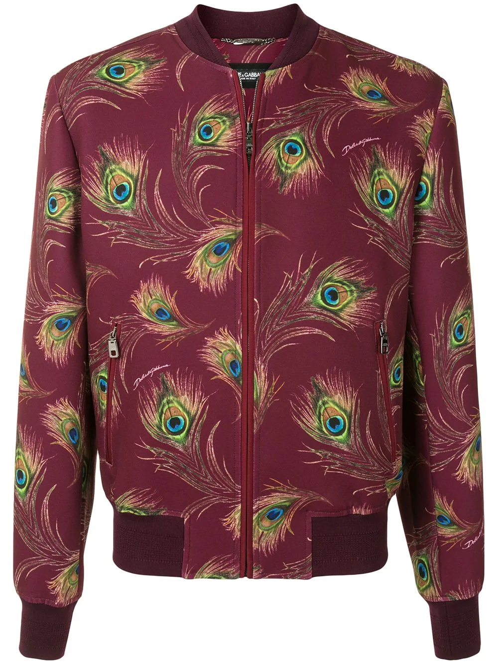 peacock feather print bomber jacket - 1