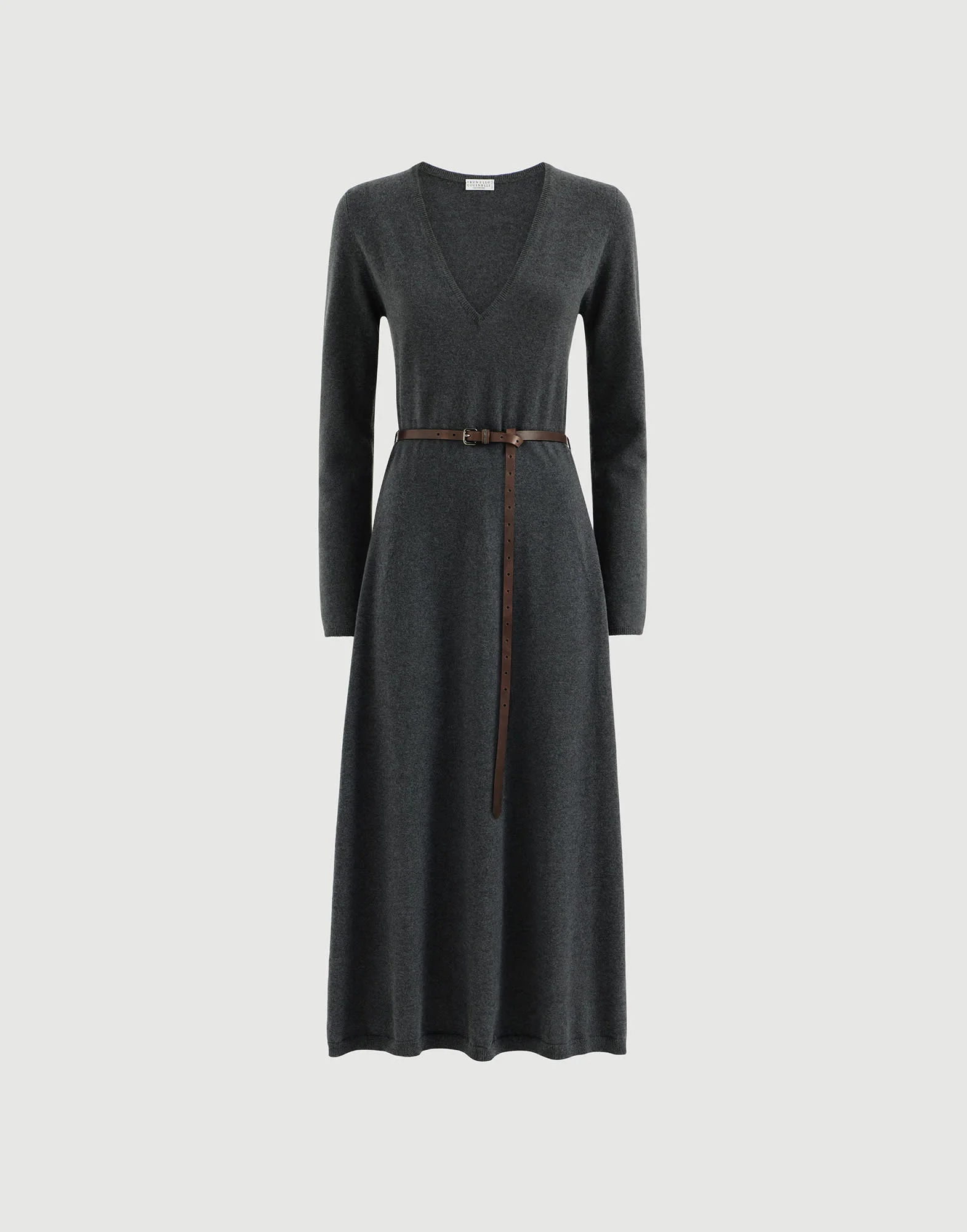 Cashmere knit dress with belt and monili - 1