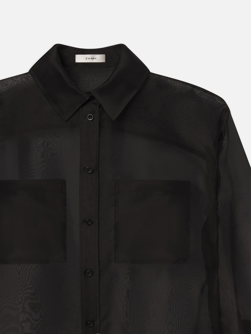 FRAME The Silk Organza Shirt in Black outlook