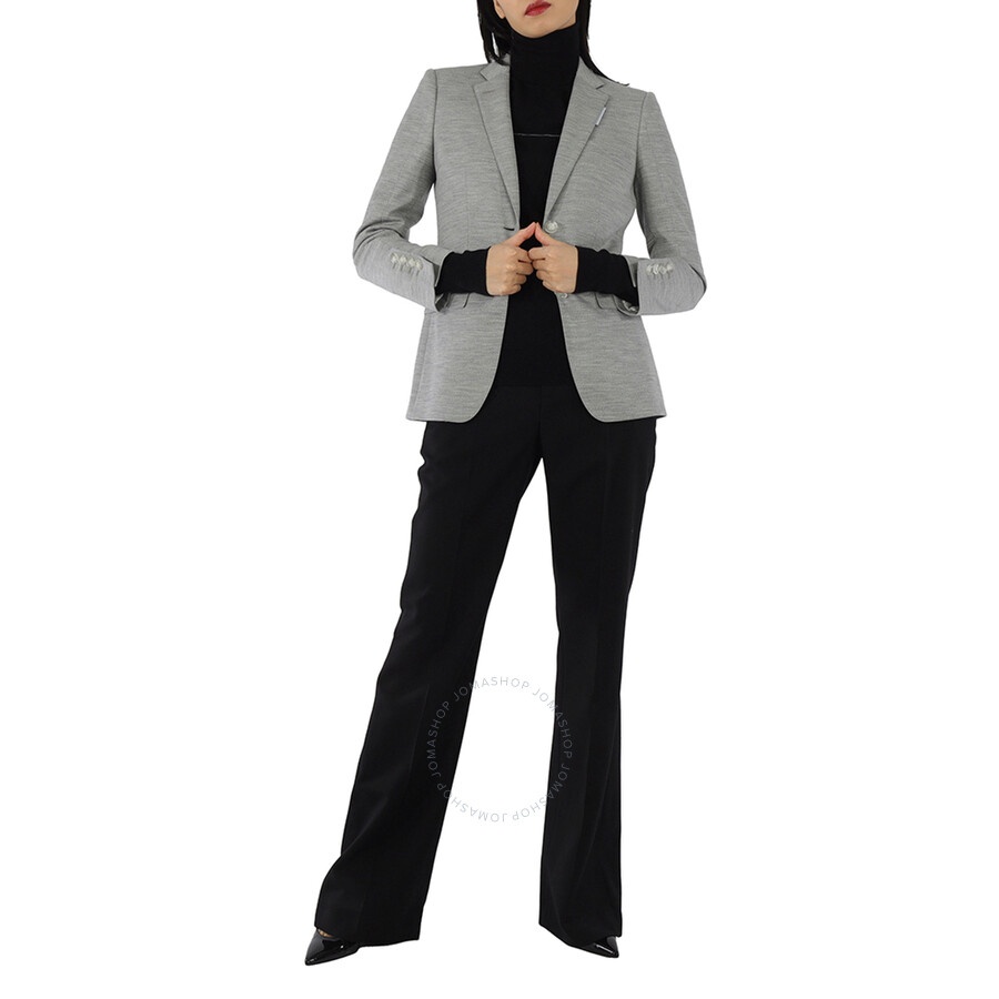 Burberry Grey Taupe Melange Technical Wool Jersey Blazer - 2