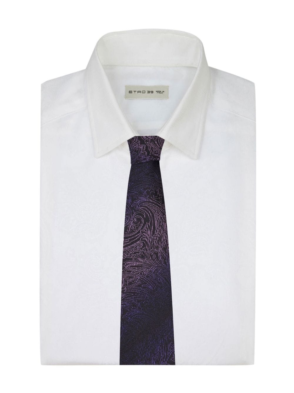 purple jacquared silk tie - 3
