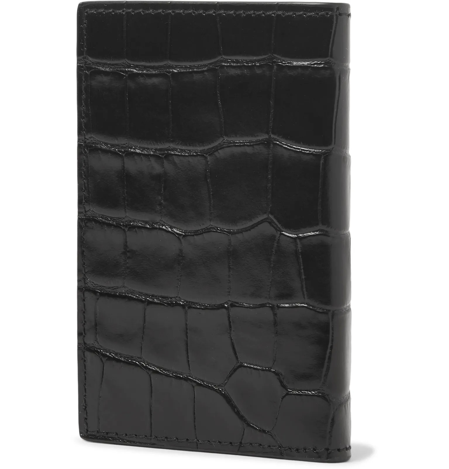 Croc-Effect Leather Bifold Cardholder - 3