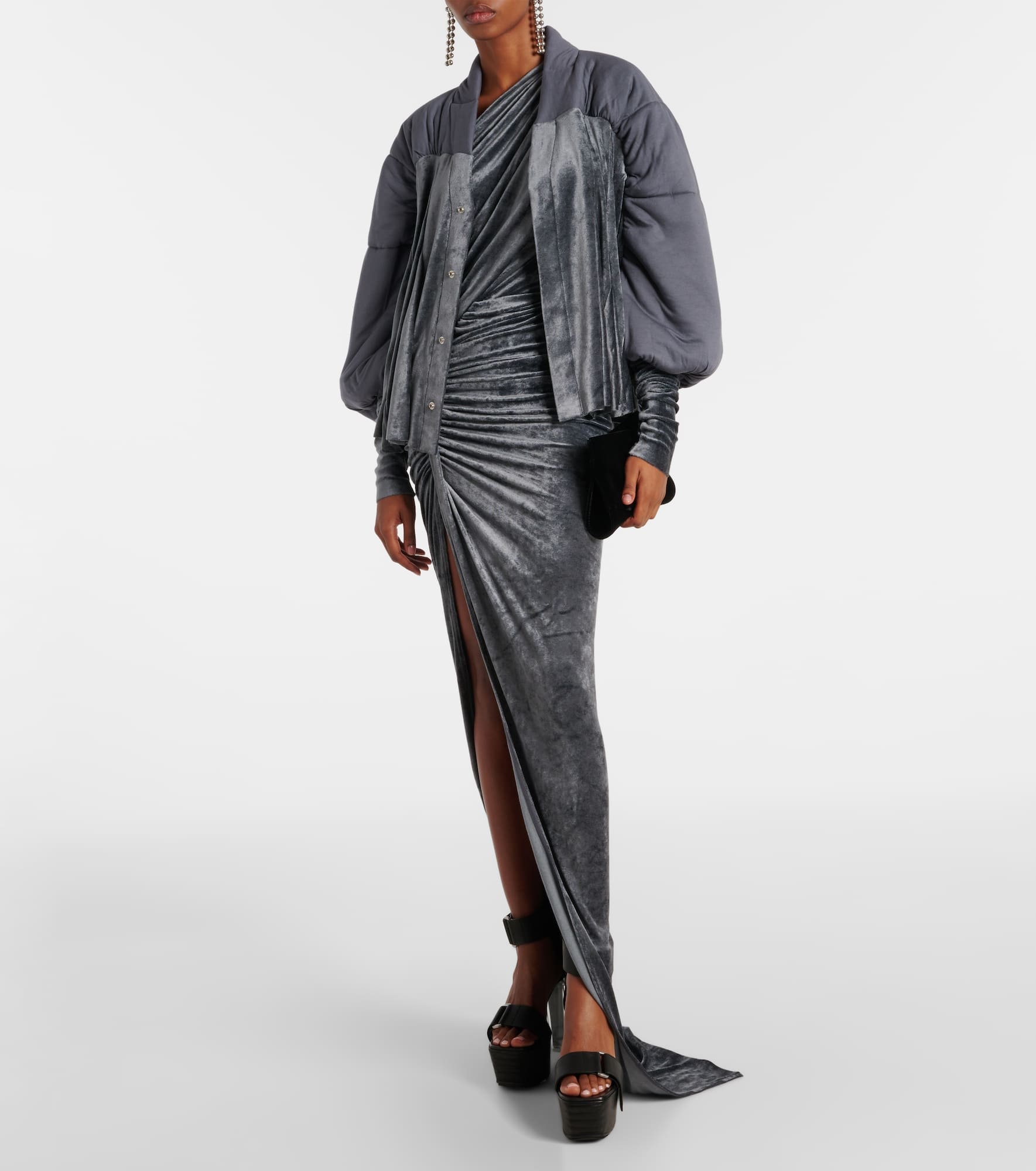 Duvetessa jersey and velvet jacket - 2