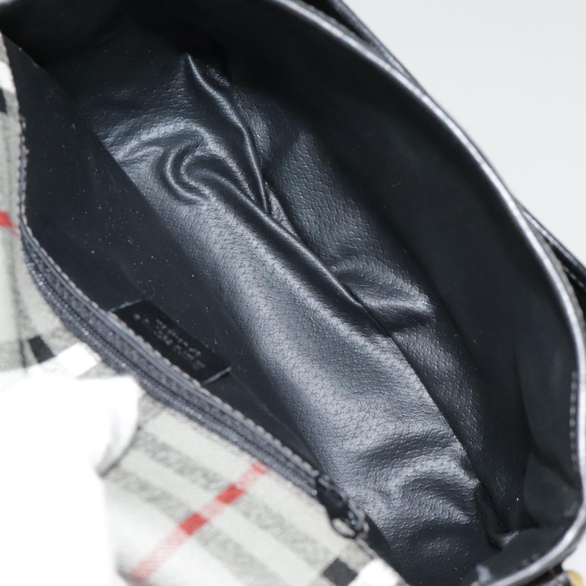 Burberry Nova Check Shoulder Bag Pvc Leather Gray Gold - 12