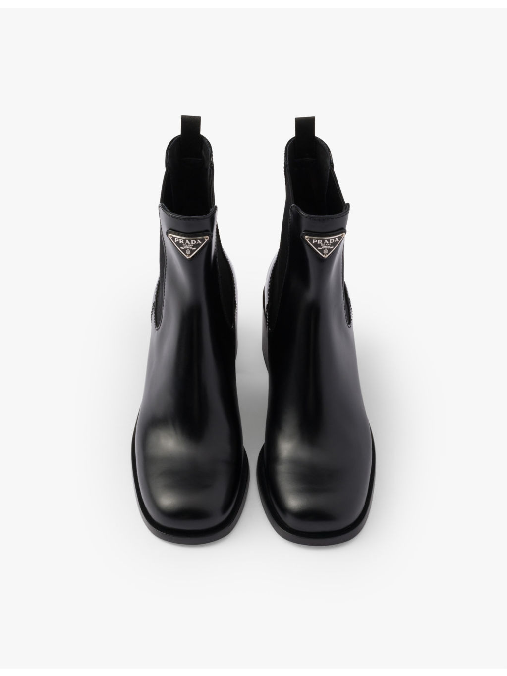 Triangle-plaque brushed leather heeled boots - 3
