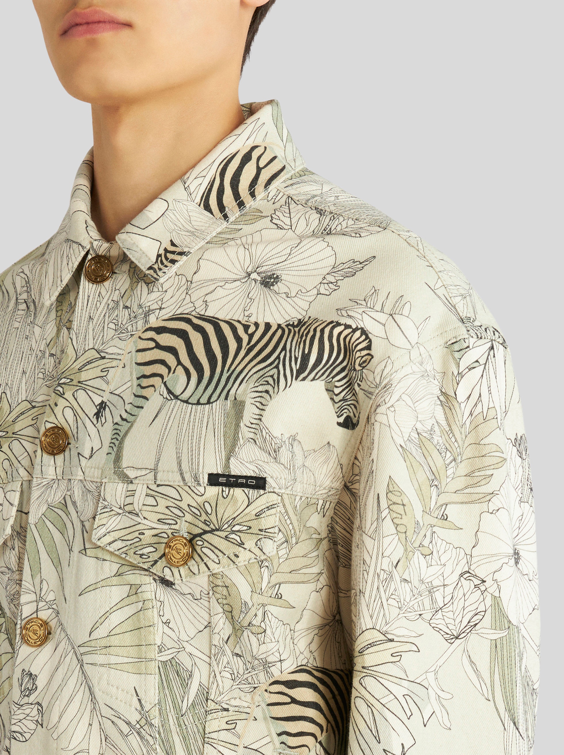 DENIM JACKET WITH TROPICAL PRINT AND ZEBRAS - 2