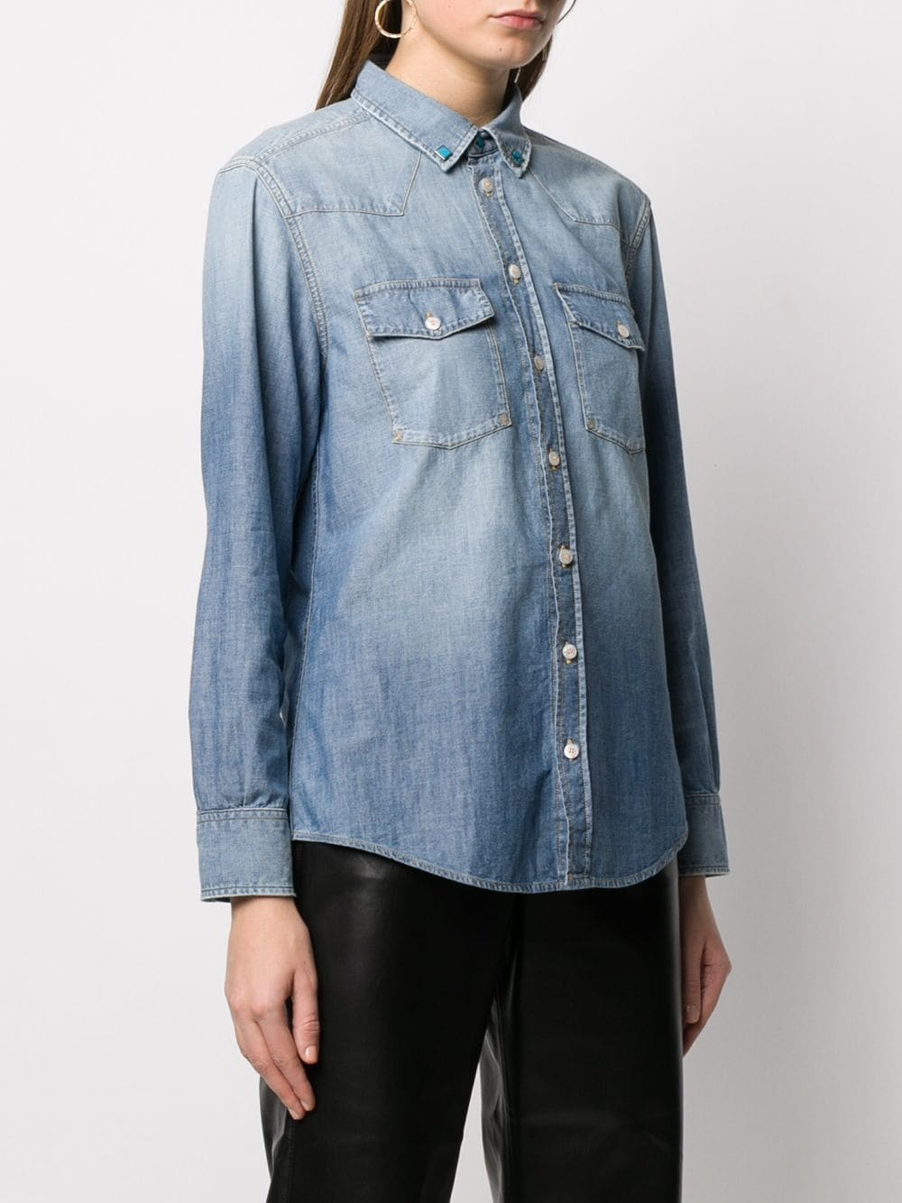 denim long sleeve shirt - 3