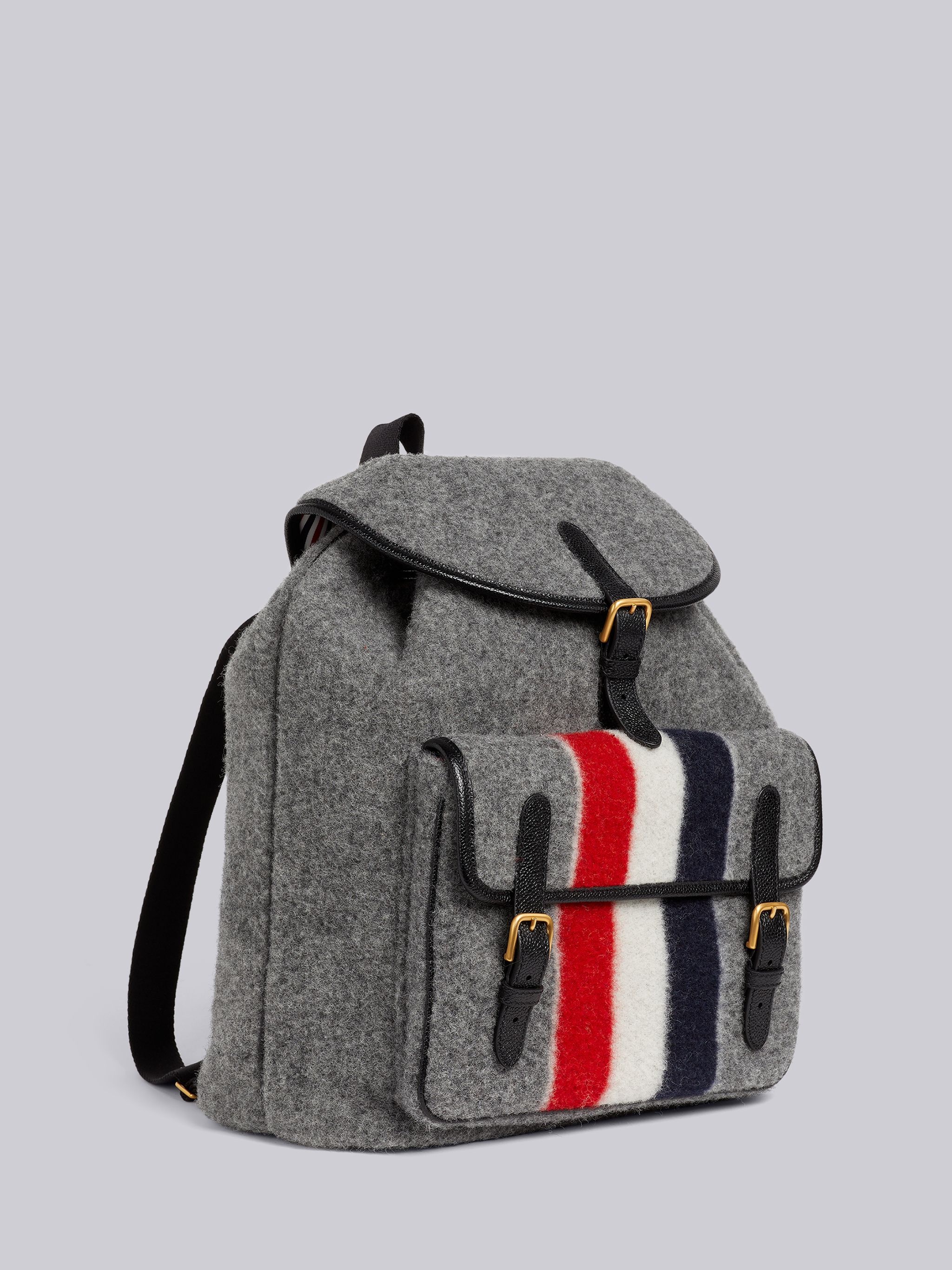Medium Grey Boiled Wool Stripe Hunting Backpack - 3