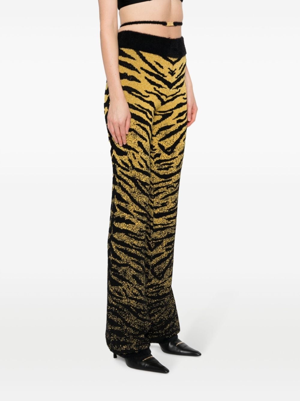 zebra-patterned jacquard trousers - 3