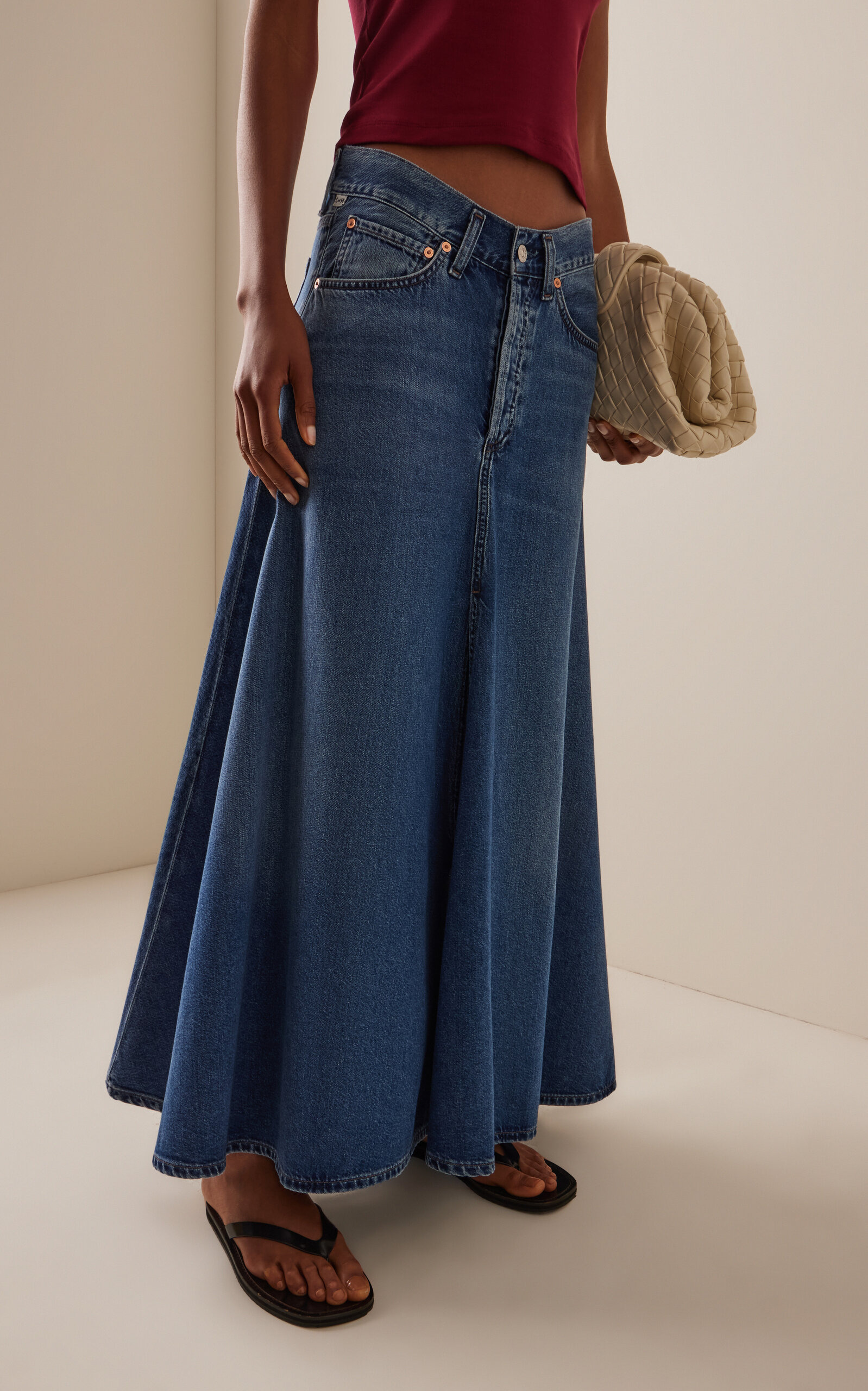 x Bloom Farm Exclusive Fluid Denim Maxi Skirt medium wash - 4